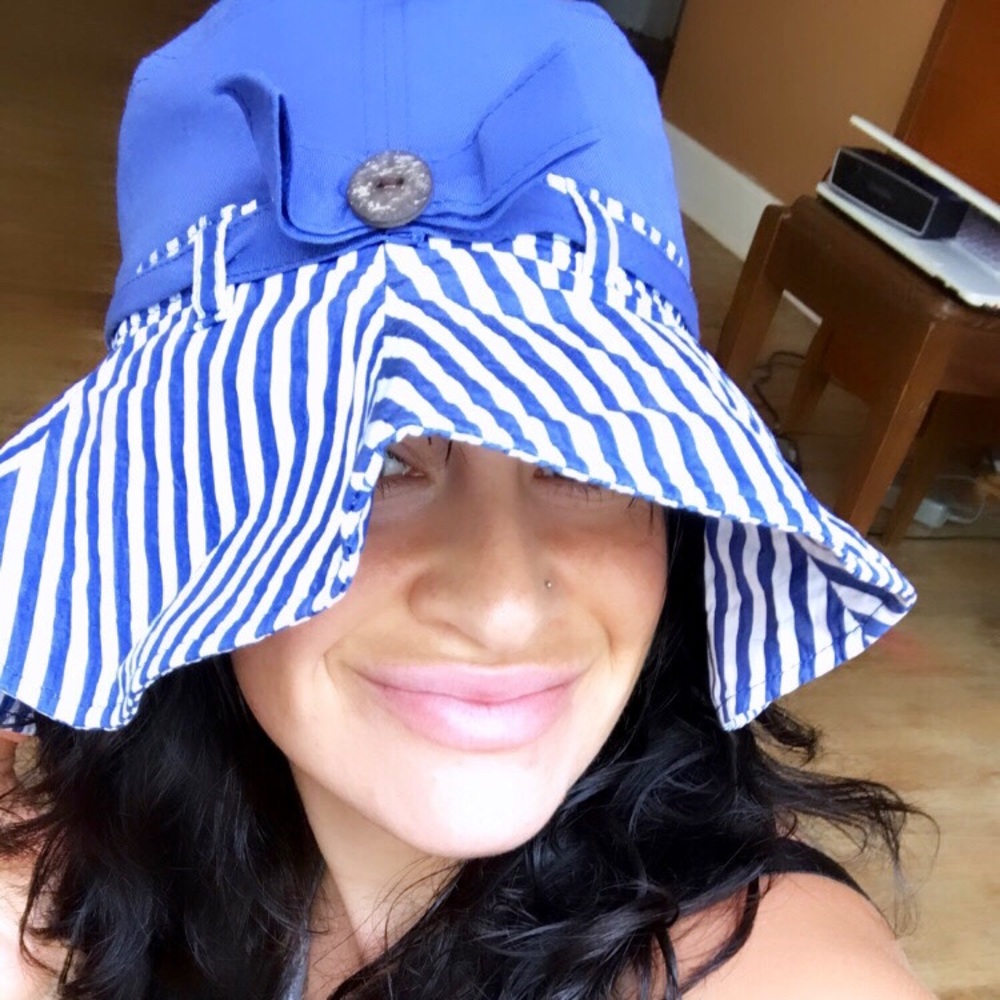 A TWO super cute summer blue broad brim soft hat